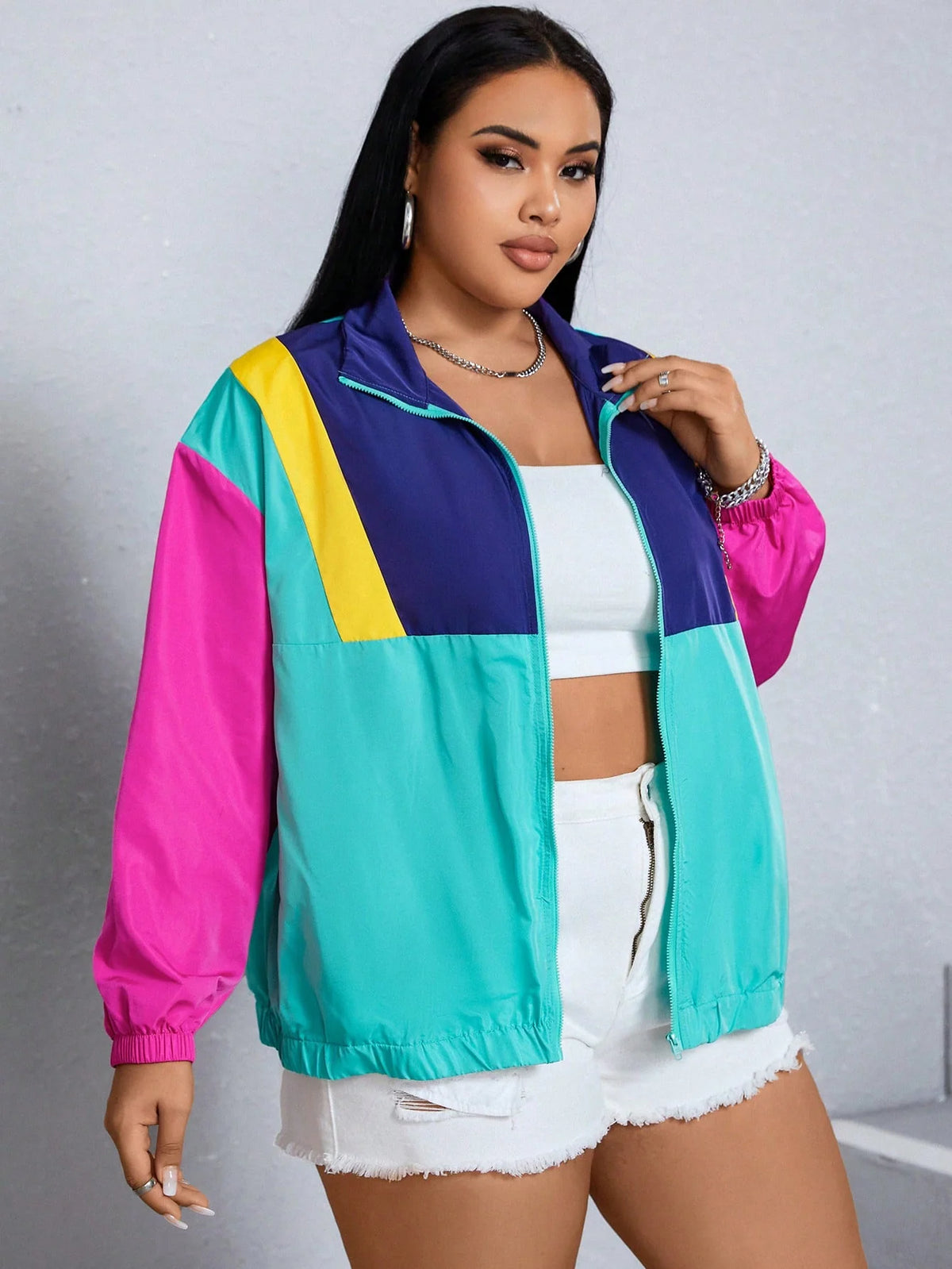 Corta-Vento Plus Size Zip Up