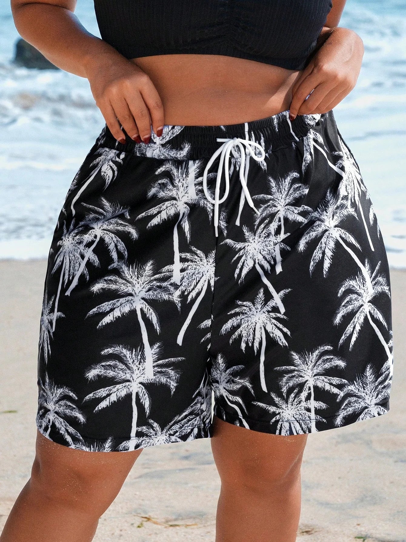 Shorts Casuais de Praia Plus Size Manu