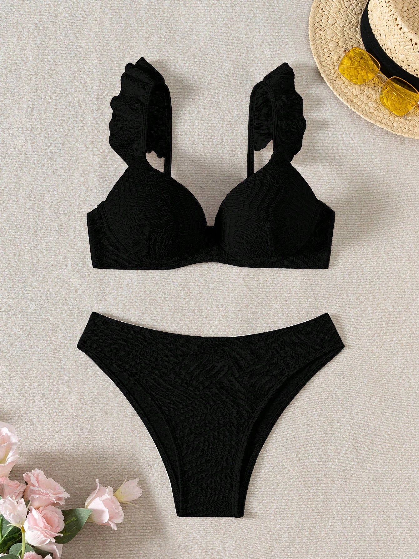 Biquíni Texturizado Com Babado