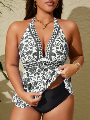 Tankini Plus Size com Estampa Paisley e Costas Nuas G2