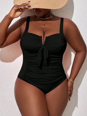 Maiô Plus Size com Decote V e Detalhes Elegantes G