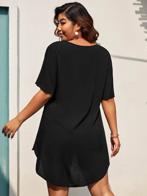 Saída de Praia Plus Size Preto Casual