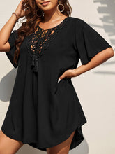 Saída de Praia Plus Size Preto Casual