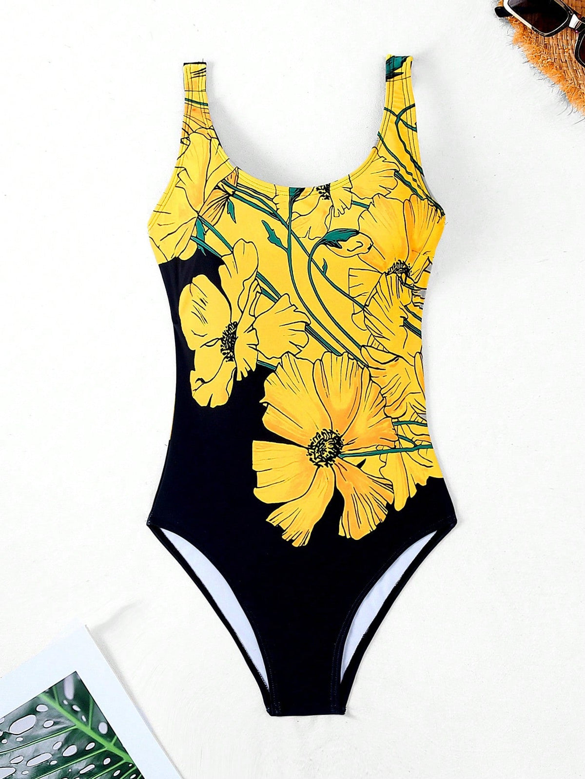 Maiô Floral de Uma Peça para Verão e Praia P