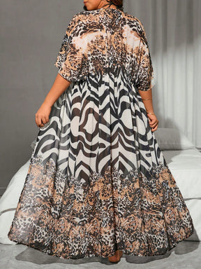 Saída de Praia Plus Size com Estampa Animal