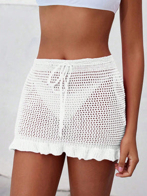 Saia Casual com Babado e Cordão