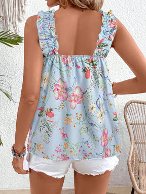 Regata Floral Com Alça Franzida Liz