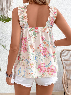 Regata Floral Com Alça Franzida Liz