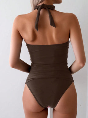 Tankini Halter com Amarração e Corte Triangular